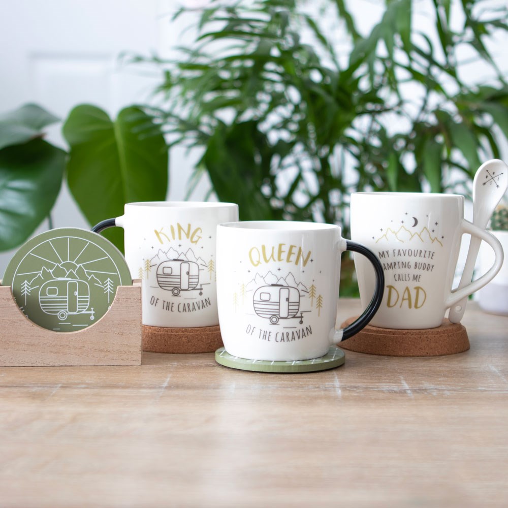 Twin Set of Caravan Mugs - King & Queen of the Caravan