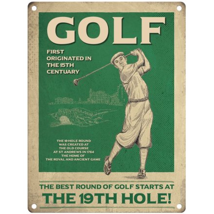 Small Green Metal Golf Sign - 8" x 6"
