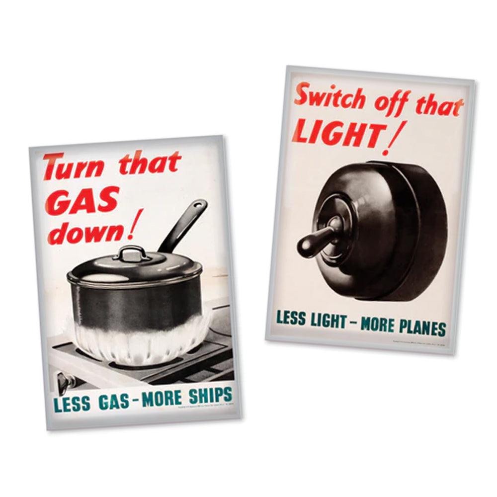 War Time Home Front Fridge Magnets - Gas & Light Twin Pack
