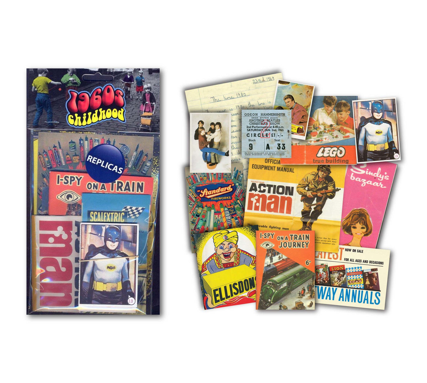 A vintage replica pack featuring ephemera from a 1960s childhood.